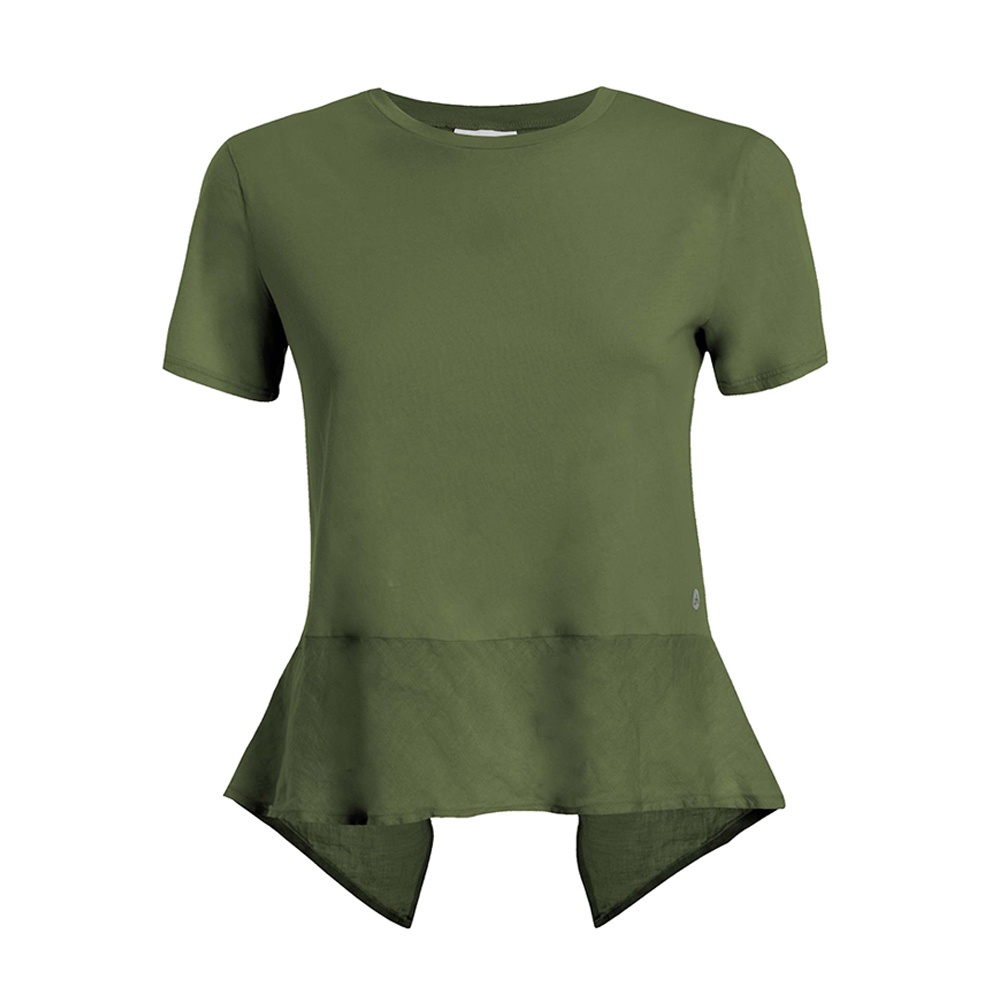 DEHA t-shirt inserti in lino-Verde