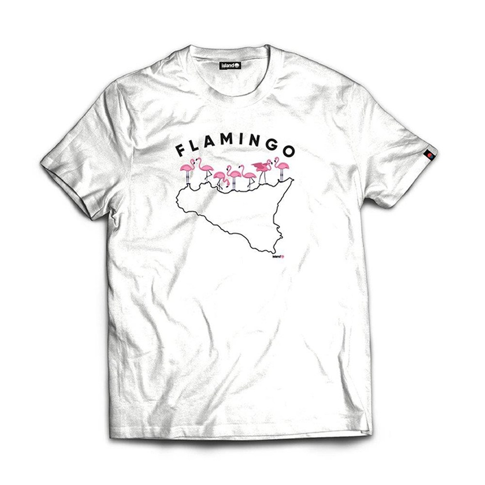 ISLAND ORIGINAL T-shirt flamingo-Bianco