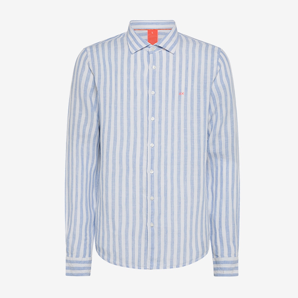 SUN68 camicia stripe fancy-Bianco/azzurro