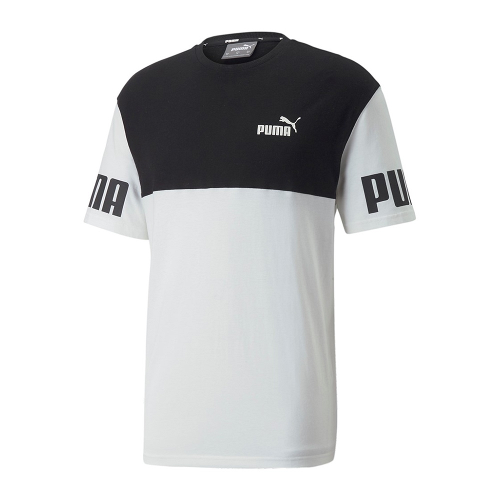PUMA t-shirt power colorblock-Bianco